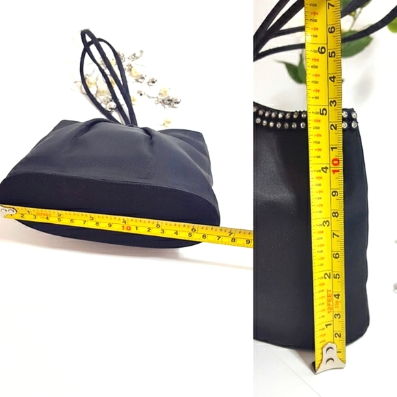 90's UNIPEL💋Black Silky Small Evening Clutch|HandBag|Wristlet|Shoulder Bag - Picture 7 of 10